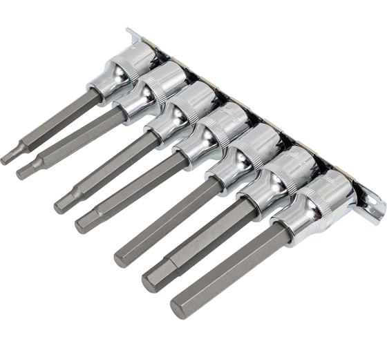 Изображение товара Набор насадок торцевых с 6-гранными вставками-битами (1/2"DR, H4-H10, 100 мм, 7 шт.) Ombra 921207