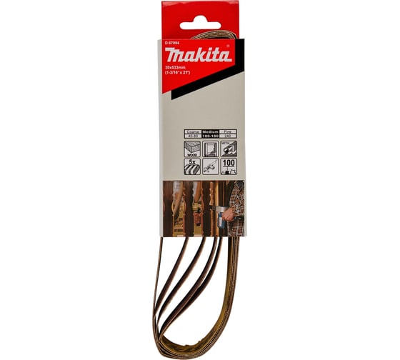 Изображение товара Лента шлифовальная 30x533 мм, A100, 5 шт, Medium Makita D-67094