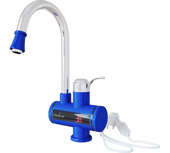 Изображение товара Смеситель-водонагреватель MIXLINE проточного типа wh-003 blue, 3.3 квт, УЗО, кухня, индикатор температуры 551720