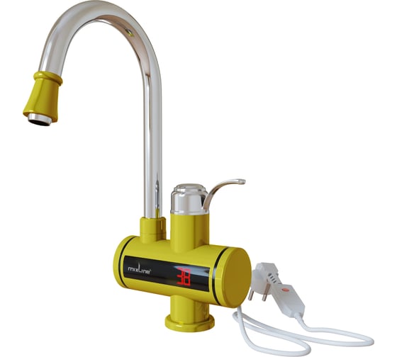 Изображение товара Смеситель-водонагреватель MIXLINE проточного типа wh-003 gold, 3.3 квт, УЗО, кухня, индикатор температуры 551719