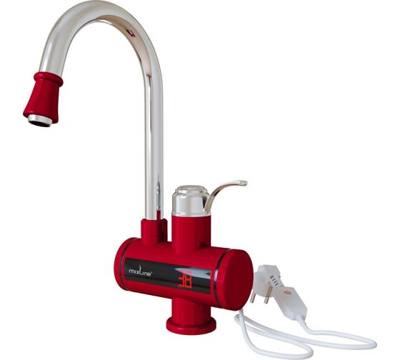 Изображение товара Смеситель-водонагреватель MIXLINE проточного типа wh-003 red, 3.3 квт, УЗО, кухня, индикатор температуры 551718