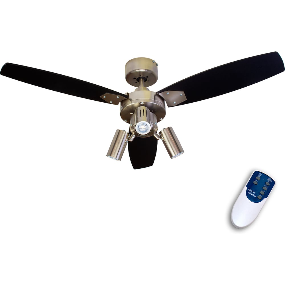 Изображение товара Люстра вентилятор DREAMFAN Jet Silver RC 105 61105DFN с четырьмя плафонами и вентилятором