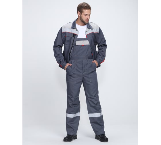 Изображение товара Костюм с полукомбинезоном Факел Фаворит-2 Премиум СОП UZ, темно-серый/серый/красный, 48-50; 170-176 87489412.006