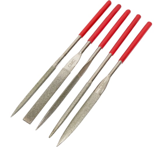 Изображение товара Набор алмазных надфилей CNIC GQ-2800 L 180x5 мм, с обрезиненной ручкой, 5 шт.48488