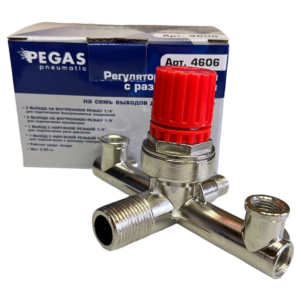 Изображение товара Регулятор давления с разветвителем на семь выходов Pegas pneumatic 4606