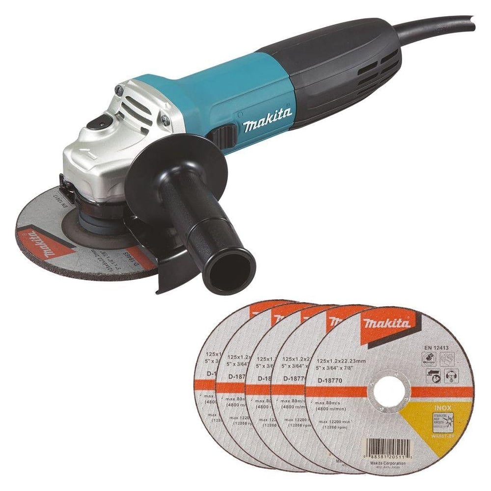 Изображение товара Угловая шлифовальная машина Makita ф125мм,720Вт,11000об\м, плавный пуск, антирестарт 1.4кг,кор. GA5030RX9