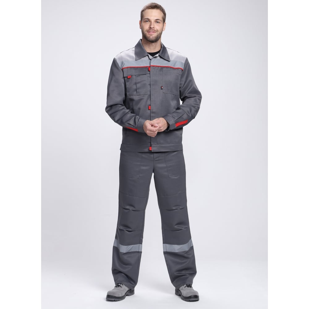 Изображение товара Костюм с полукомбинезоном Факел Фаворит-2 СОП усиленный темно-серый/серый/красный 64-66