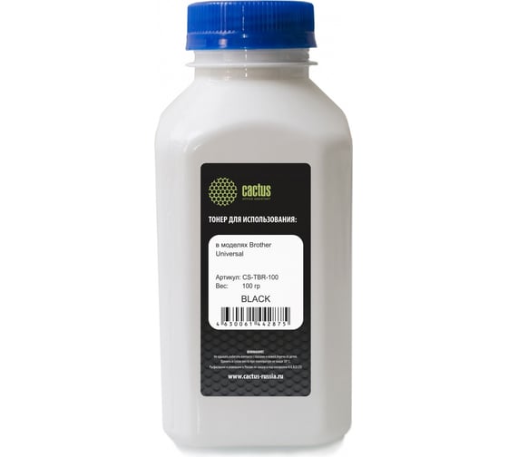 Изображение товара Тонер Cactus CS-TBR-100 черный, флакон 100 г, для принтеров Brother Universal 893899