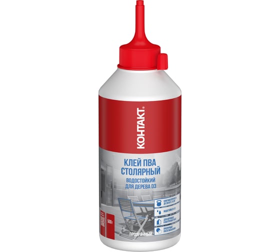 Изображение товара Столярный клей ПВА для дерева Контакт водостойкий D3 500 г 25261