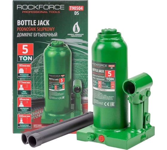 Изображение товара Гидравлический бутылочный домкрат Rockforce с клапаном 5т RF-T90504/DS/(51457)