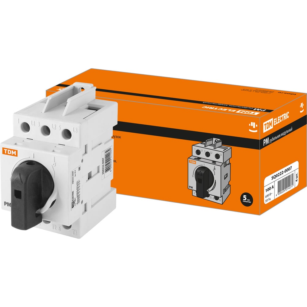 Изображение товара Модульный рубильник TDM ELECTRIC РМ-100 3П 100A IP20 серый