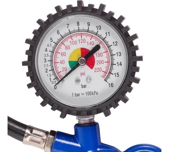 Изображение товара Пистолет для подкачки шин KingTul с аналоговым манометром и шлангом 0-16Bar, в блистере KT-STG-05(28403)