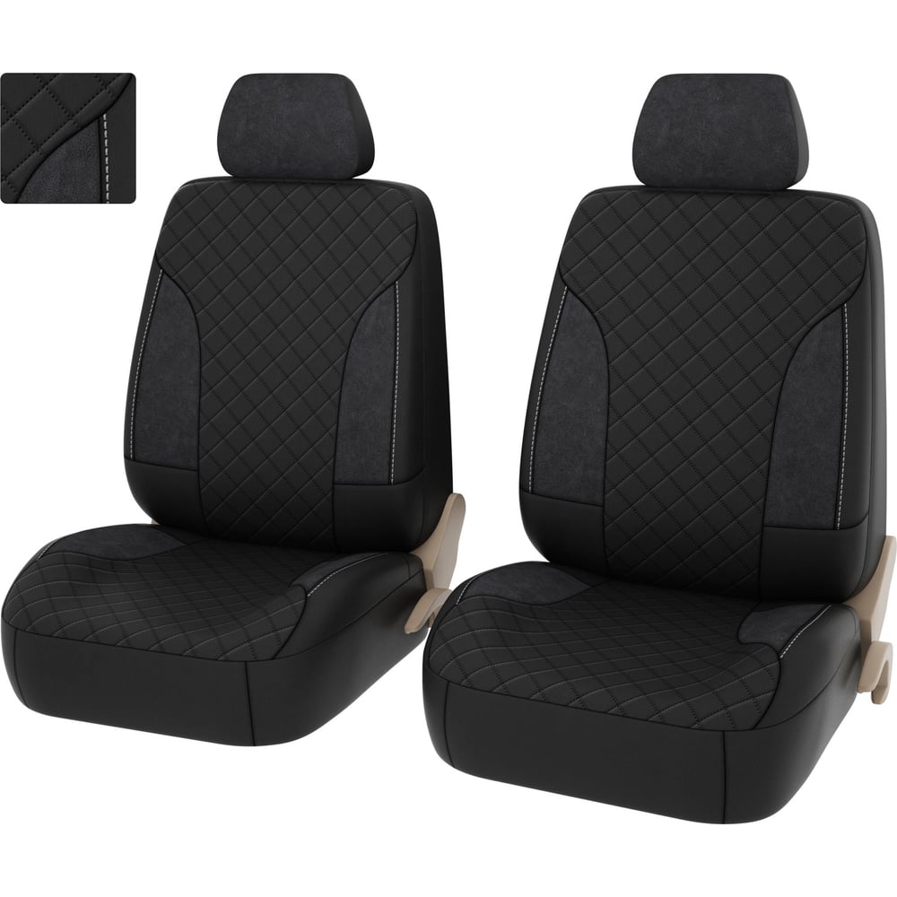 Изображение товара Чехлы PSV King Next 2 FRONT Черный экокожа для универсальных автомобилей