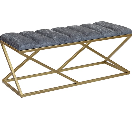 Изображение товара Банкетка GreenWeen ZUMA золотой каркас, сидение шенилл, Steel Grey, стяжка Bulon, 1100x400x450 мм GW-ZUMA-SGREY-110G-BL