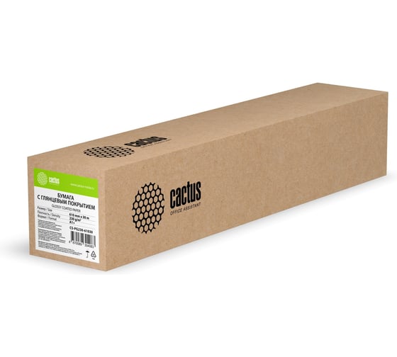 Изображение товара Бумага CACTUS CS-PG230-61030 универсальная, 24", A1, 610 мм, 30 м, 230г/м2, белый, глянцевое, с покрытием, втулка 50.8 мм 1548994
