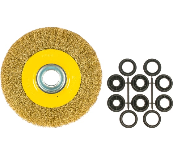 Изображение товара Щетка крацовка дисковая с комплектом переходников (200 мм; 32 мм) Biber 70980 тов-076225