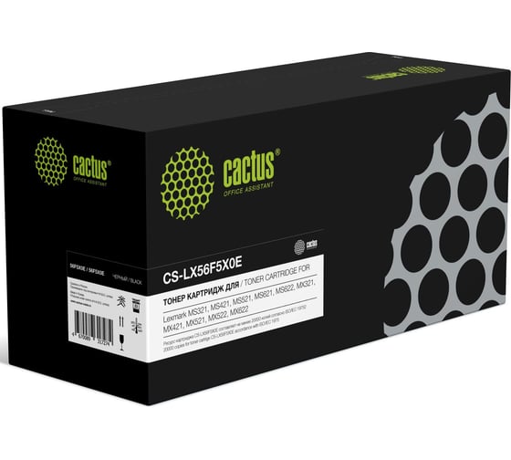 Изображение товара Лазерный картридж Cactus CS-LX56F5x0E/56F5x00 CS-LX56F5x0E черный, 20000 страниц, для Lexmark MS321/421/ 1930099