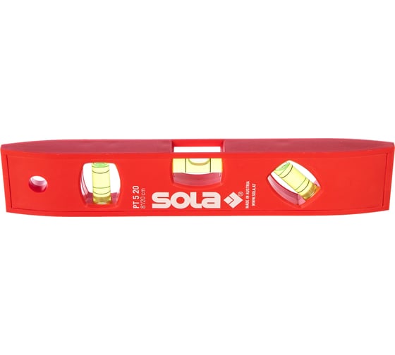 Изображение товара Пластиковый уровень, L=20 см, 3 глазка SOLA PT 5 01430201
