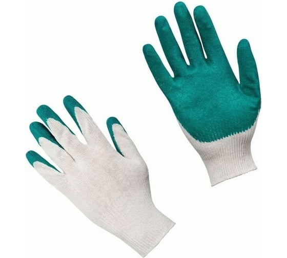 Изображение товара Хлопчатобумажные перчатки с латексным покрытием ВОЛАТ размер 8, 20 шт. 65100-08