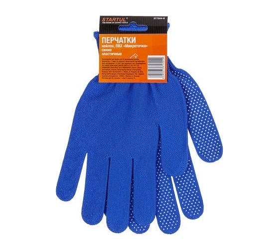 Изображение товара Нейлоновые перчатки STARTUL с ПВХ покрытием микроточка, синие ST7504-B