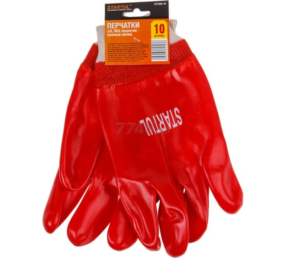 Изображение товара Хлопчатобумажные перчатки с полным ПВХ покрытием STARTUL р. 10 ST7505-10