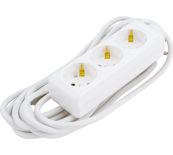 Изображение товара Бытовой удлинитель IEK 3 розетки шнур 5м с заземлением 16А WYP10-16-03-05-Z-N