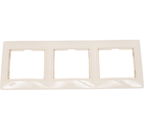 Изображение товара Горизонтальная 3-х местная рамка UNIVersal Севиль слоновая кость ivory Б-С0045