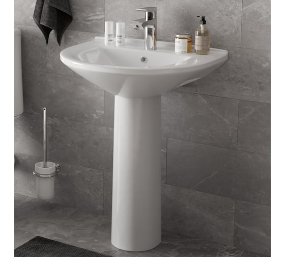 Изображение товара Умывальник Gesso W 101 HOME De Luxe c болтами крепления, сливным хромированным кольцом 9010256