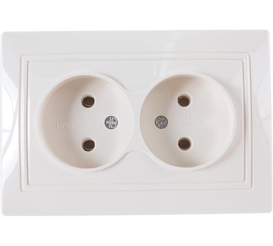 Изображение товара Двухместная розетка б/з UNIVersal Севиль слоновая кость ivory Б-С0102