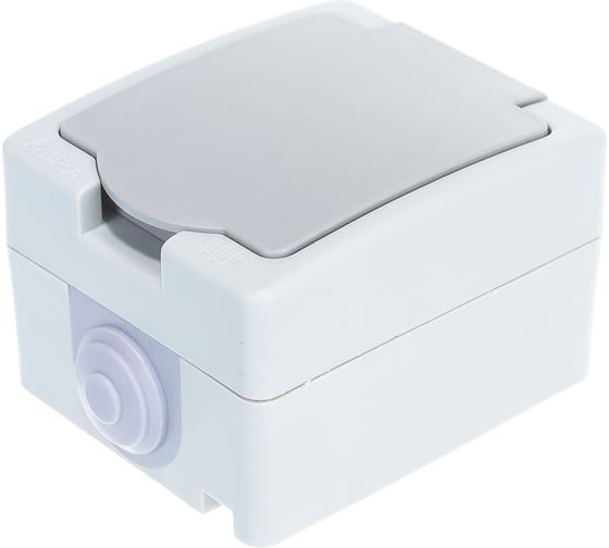 Изображение товара Розетка UNIVersal Аллегро с/з, з/ш, с крышкой IP54, серая 1282