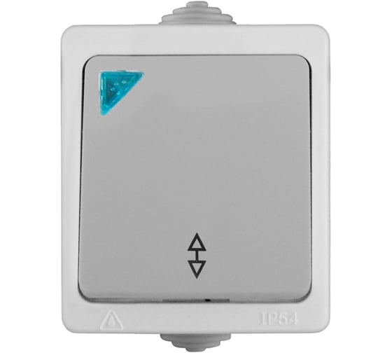 Изображение товара Проходной выключатель с подсветкой, 1 клавиша UNIVersal Аллегро IP54, серый 1277