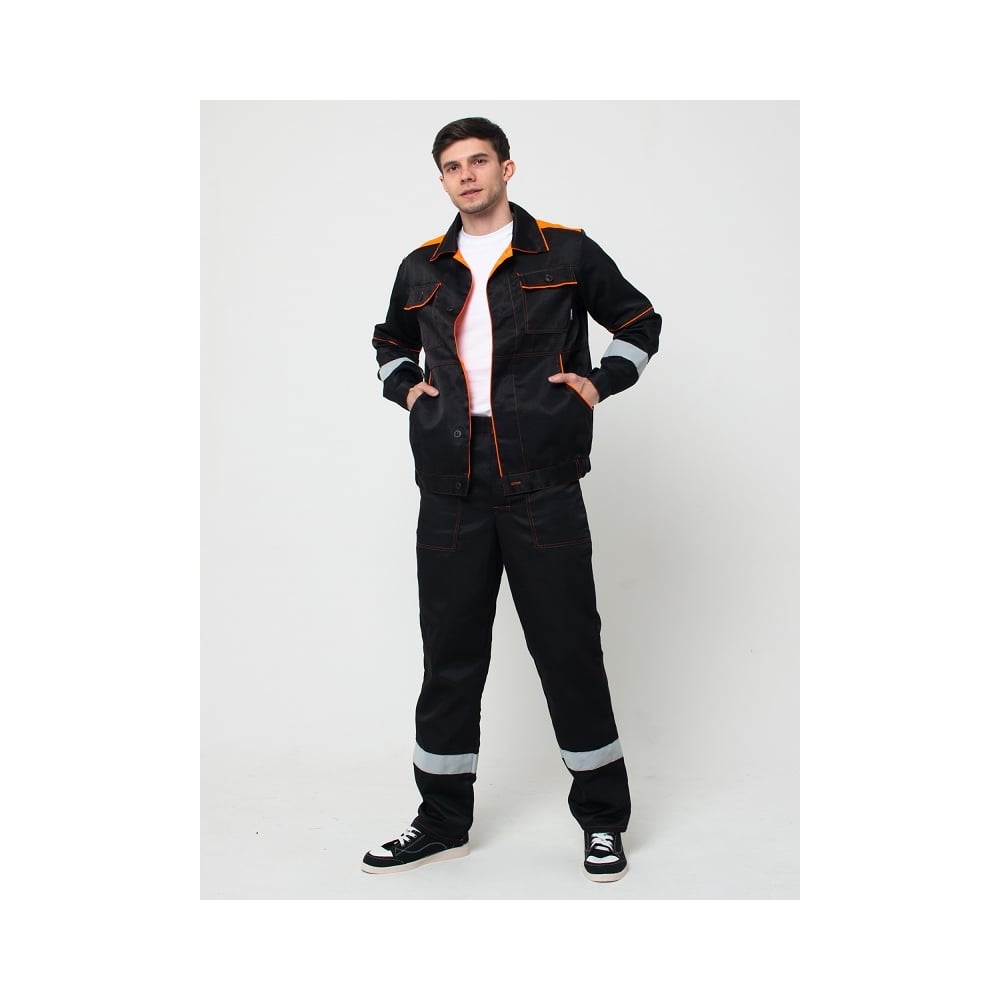 Изображение товара Костюм двойка мужской ООО ГУП Бисер Мотор NEW черный оранжевый 60-62