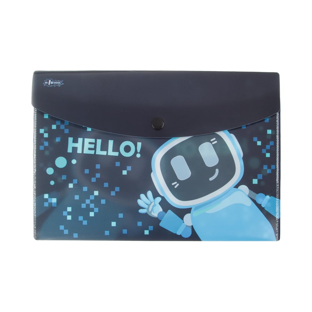 Изображение товара Папка-конверт №1 School на кнопке А5 robot hello 2 шт в упаковке 1725969