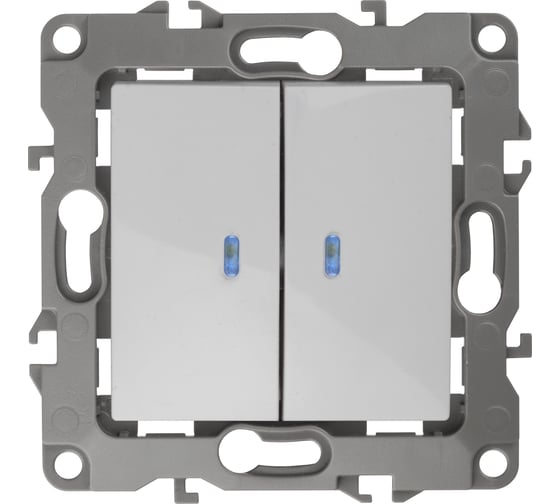 Изображение товара Двойной выключатель с подсветкой ЭРА 12-1105-01 10АХ-250В белый Б0014657