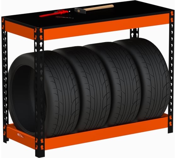 Изображение товара Стеллаж ООО Металекс Metalex серия TIRES 950x1600x600 мм, одна полка, оранжево-черный SMTIO951660
