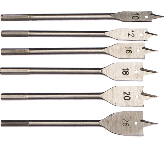 Изображение товара Набор сверл по дереву перовых (6 шт; 10-25 мм) Biber 71106 тов-041970