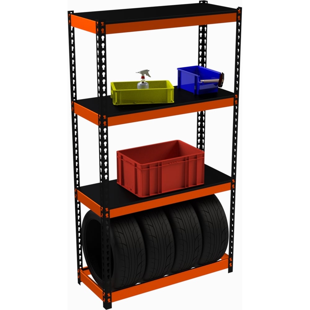 Изображение товара Стеллаж Металекс TIRES 3 полки 1800x1400x500 мм оранжево-черный