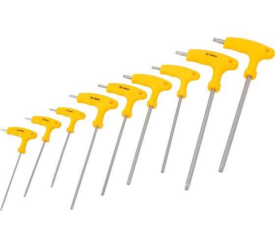 Изображение товара Ключи шестигранные Torx с Т-образной ручкой, 9 шт TOPEX 35D968