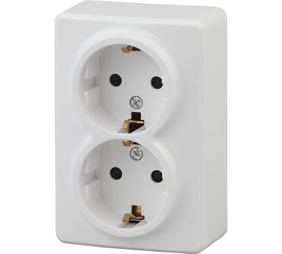 Изображение товара Розетка ЭРА Эксперт 11-2205-01 2х2P+E Schuko, 16АХ-250В, ОУ, белый Б0020691