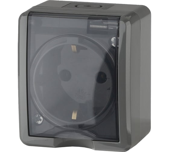 Изображение товара Розетка ЭРА Эксперт 11-2401-03 2P+E IP54, 16АХ-250В, ОУ, серый Б0020713