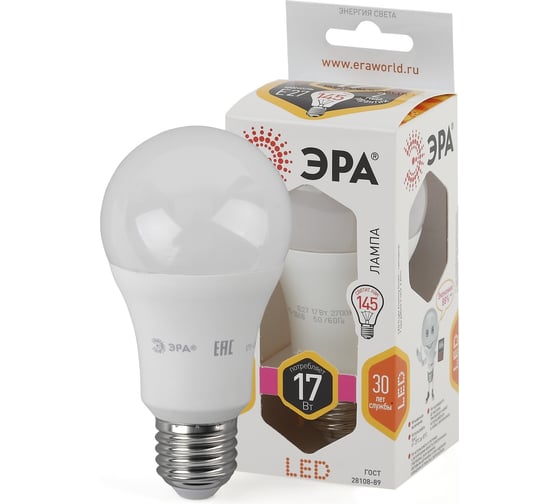 Изображение товара Светодиодная лампа ЭРА LED A60-17W-827-E27 Б0031699