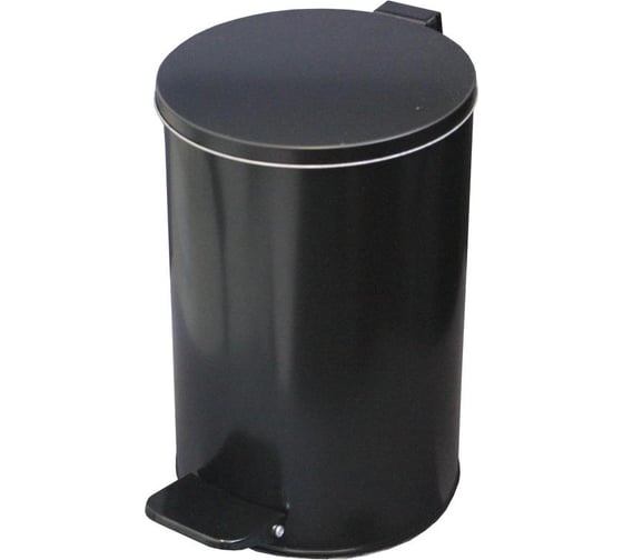Изображение товара Педальная урна ООО Комус круглая, 10 л, черная, 200 мм x 310 мм 732843