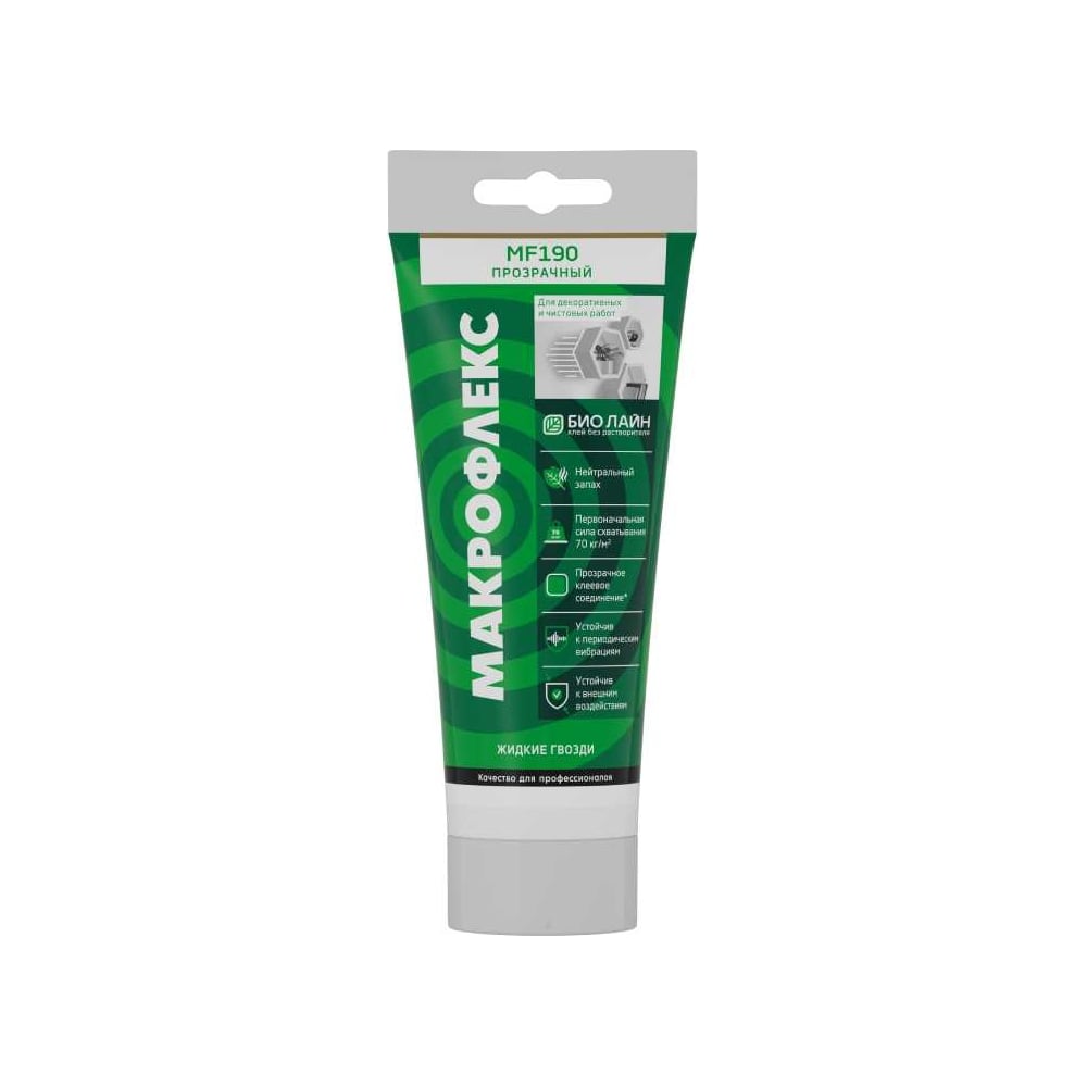 Изображение товара Жидкие гвозди Makroflex Bio Line MF190 ультрасильные прозрачные 185 г