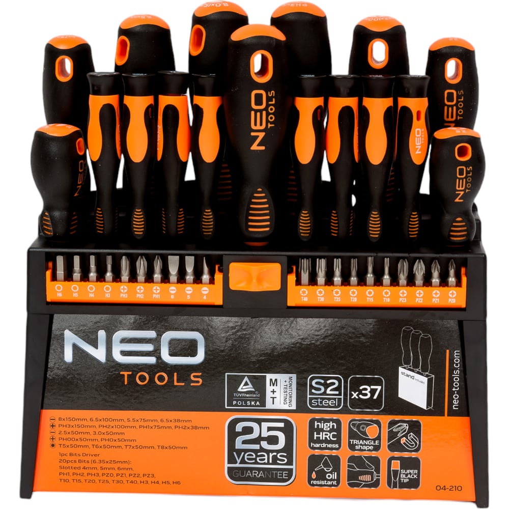 Набор отверток и насадок NEO Tools 37шт. 04-210
