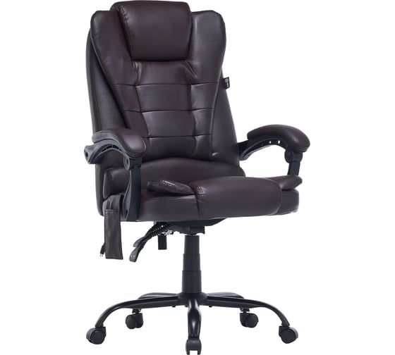 Изображение товара Кресло CACTUS CS-CHR-OC03M-BR темно-коричневый, экокожа, с подголовником, крестовина сталь 1884160