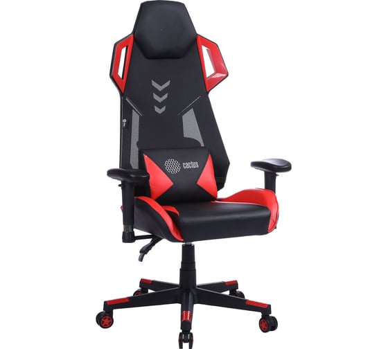 Изображение товара Игровое кресло CACTUS CS-CHR-090BLR черный/красный, экокожа/сетка, крестовина нейлон 1660823