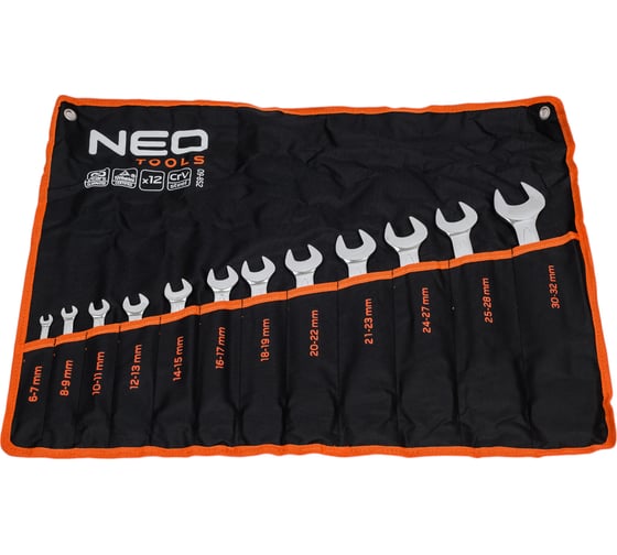 Изображение товара Двухсторонние ключи с открытым зевом NEO Tools 6-32 мм, 12 шт. 09-852