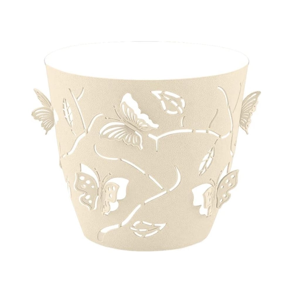 Изображение товара Горшок для цветов PLAST TEAM butterflies 2.5 л круглый молочный