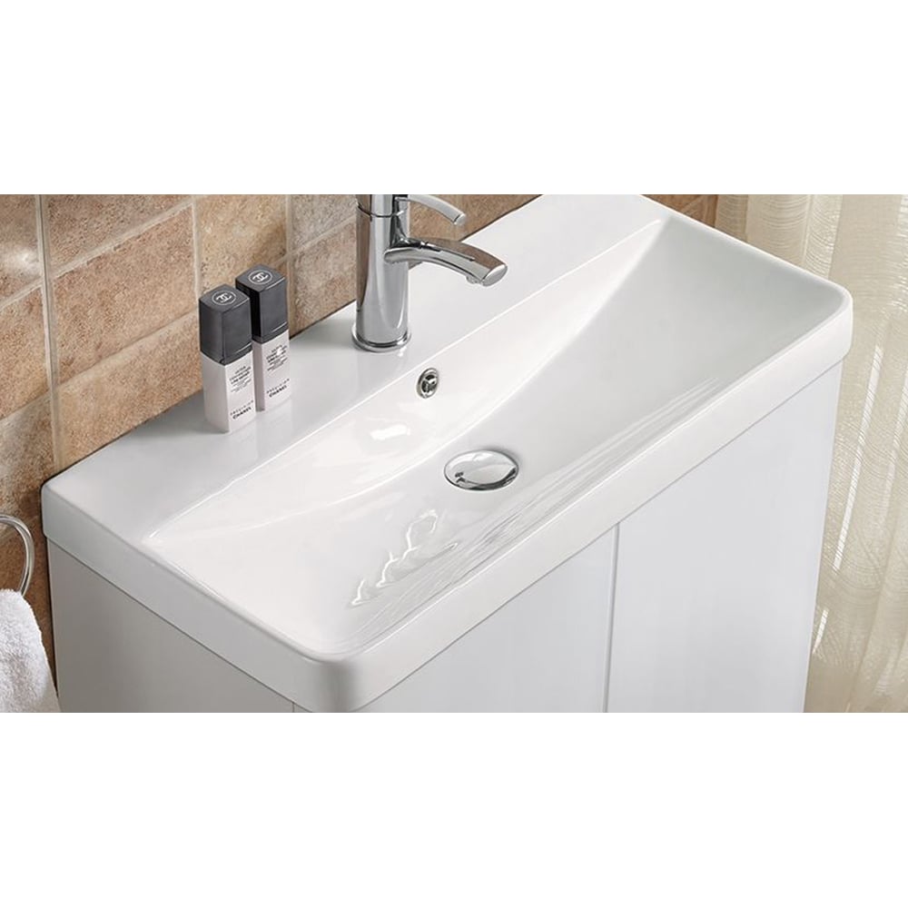 Изображение товара Керамическая раковина Velvex 9595 70 см современный дизайн глянцевая белая