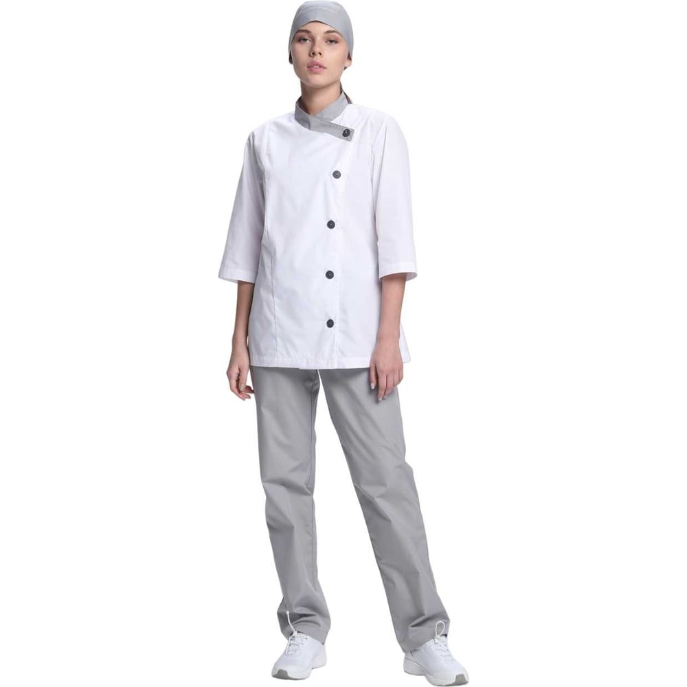 Изображение товара Женский костюм ФАКЕЛ Канди серый белый 56-58 комплект куртка брюки бандана